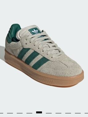 adidas Samba XLG Suede Sneakers in Green and Cream with Gum Sole